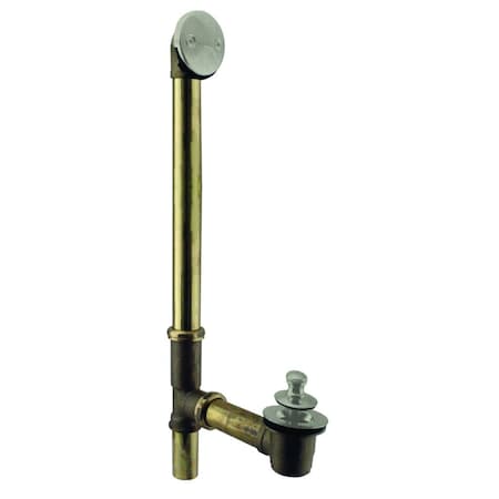 Westbrass Pull & Drain Bath Waste, 22" Make-Up, 20 Ga. Tubing in Satin Nickel D3264-20G-07(7971820-07)